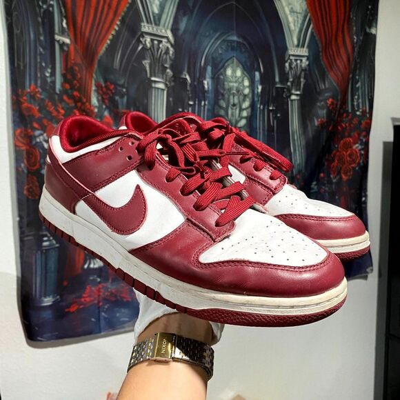 Nike Dunk Low Team Red DD1391-601 Men's 10.5 Leather Athletic Sneaker Shoes - Picture 1 of 7